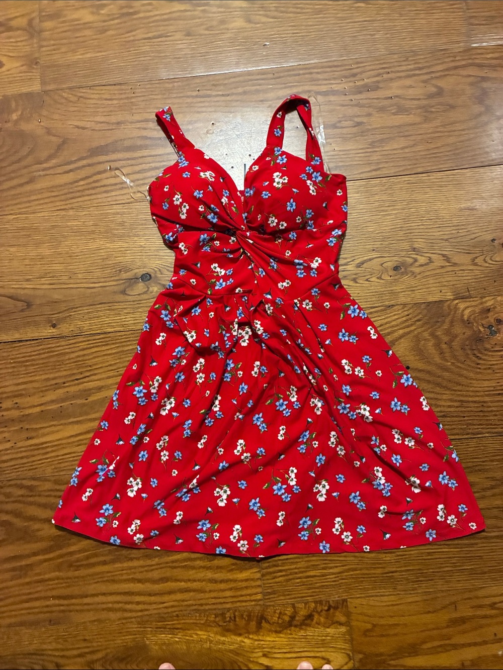 Derek Heart Red Floral Twist-Front Maxi Dress